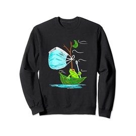 Frog sailing a tiny Leaf Boat with a COVID mask for a sail Sweatshirt