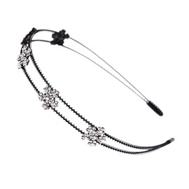 ccHuDE Rhinestone Flower Headbands Double Layer Hairband Crystal Head Bands Bridal Bridesmaid Hair Bands Wedding Party Hair Hoop Headpiece Headdress for Women Girls
