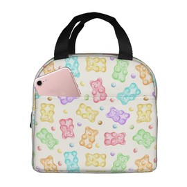 YOZIRIBO Kids Lunch Box Lunch Bag for Girls Boys Women, Reusable Insulated Lunch Tote Bag for School, Leakproof Thermal Cooler Sack Food Handbags for Work Picnic Camping Travel (Gummy Bear)