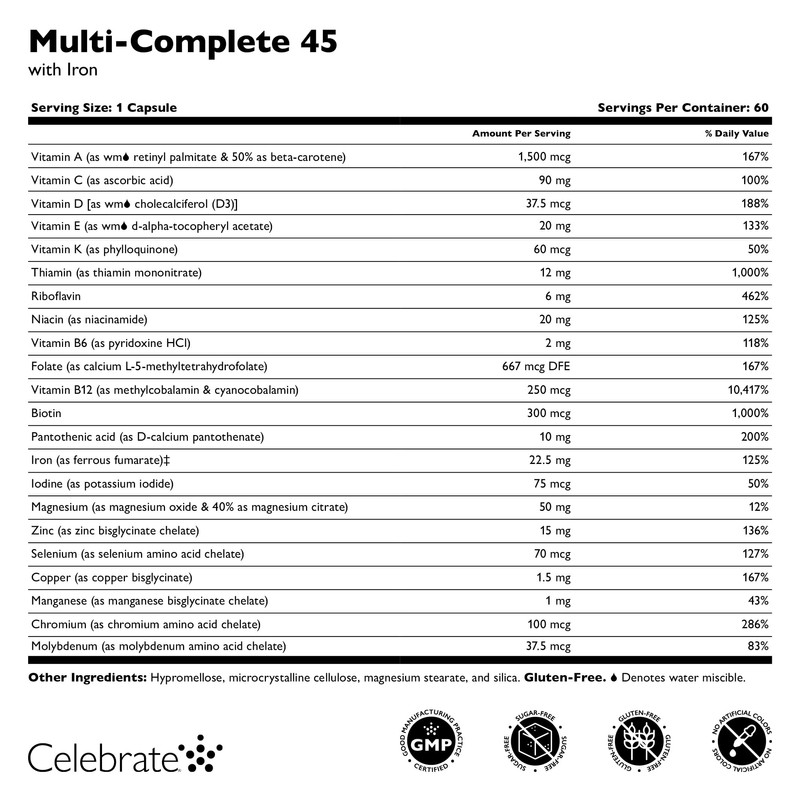 Celebrate Vitamins Multi-Complete, 45mg Iron – Daily Bariatric Multivitamin for