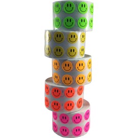 Small 1/2" Half Inch Round Smiley Face Happy Stickers Bulk Pack - 5,000 Total Labels - 1,000 Labels Per Color