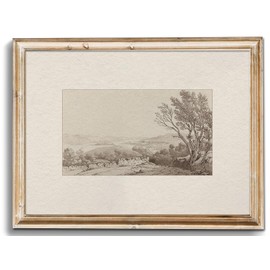 Uniro Neutral Wall Art for Home Decor, Farmhouse Wall Decor Landscape Sketch Drawing, Rustic Nature Canvas Prints Antique Neutral Landscape Oil Painting Vintage Art Pictures for Bedroom Bathroom Decor( 8" x 10"-UNFRAMED)