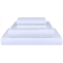 Threadmill 100% Cotton Sheets for Queen Size Bed - 600 Thread Count Queen Bed Sheets Set with 16” Deep Pocket - Sateen Weave 4-Piece Bedding Set with Cooling Effect, White