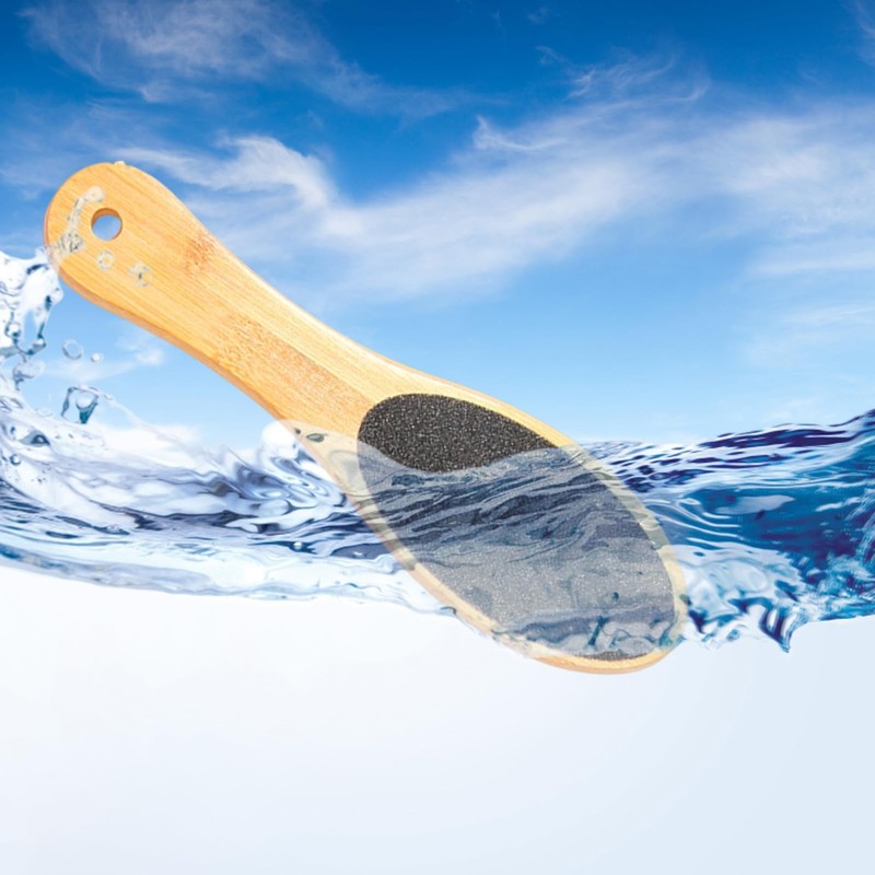 Callus File Foot, Callus Removal Foot with Double-Sided Bamboo Handle