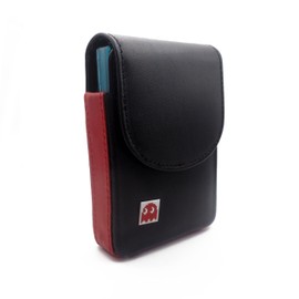 Miyoo Mini Plus v2 v3 v4 Real Genuine Leather Case - Uno Bridge Poker Playing Card Single Deck Holder (for Miyoo Mini Black Red)