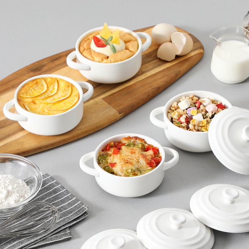 MALACASA Mini Cocotte Set - 14 OZ Small Casserole Dishes