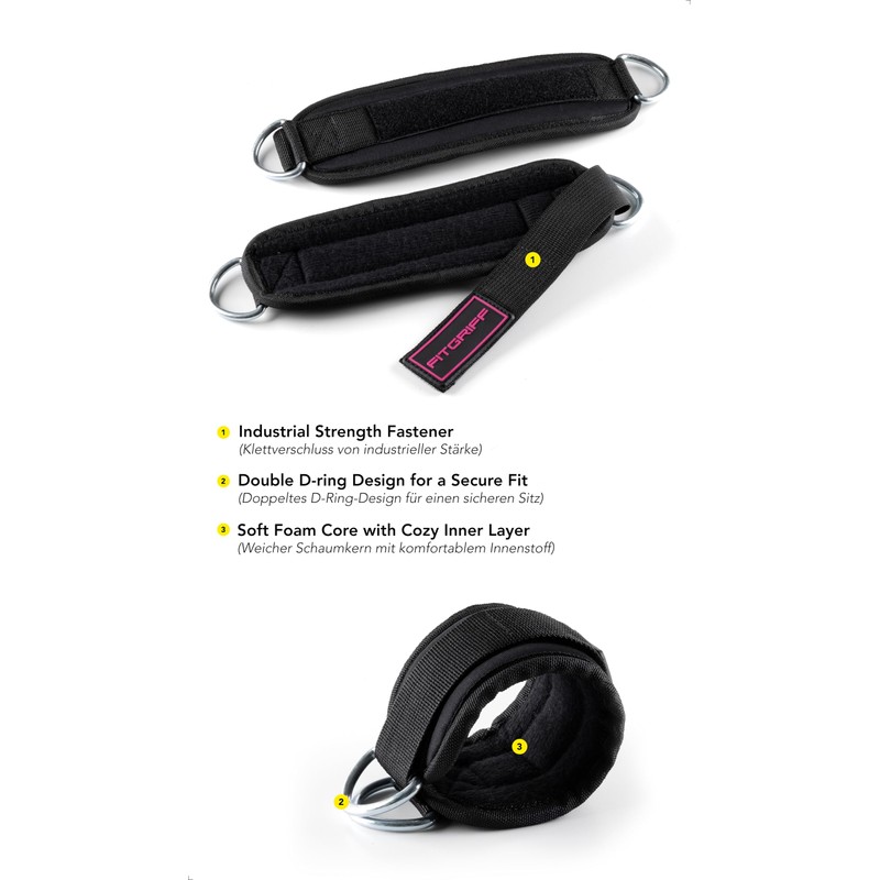 Fitgriff® Ankle Straps V3 for Cable Machine (2 Pieces) -