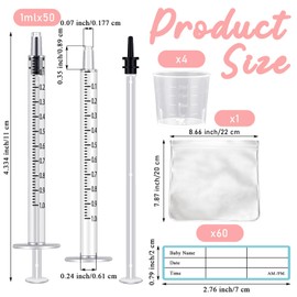 Generic 50 Pcs Colostrum Collector Set 1ml Breast Milk Collector Milk Catcher with 60 Stickers 1 Collection Bag and 4Pcs 20ml Measuring Cups Colostrum Collection Gift Set Colostrum Harvesting Kit for Breastfeeding