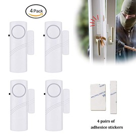 Magnetic Door/Window Alarm Doorbell, Wireless Security sensor Burglar Alarm System Loud 90 dB, Shed Garage Vibration Entry Warnning Detector, for Office/School/Hote/Hom/Store Security (4)