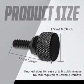 Zufoty Stainless Steel Seat Bolt Screw, Stainless Knurled Fender Rear Seat Bolt Screw, Quick Install 1/4"-20 for Harley Touring Softail Sportster Dyna Street Glide Road Glide Ultra Glide 1996-2024