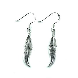 925 Sterling Silver Drop Dangling Angel Feather Earrings
