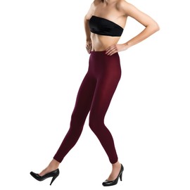Lady Sofia 60 Denier Classic Opaque Microfiber Footless Tights (M, Wine)