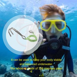 Hominas Diving Drift Hook, Scuba Diving Double Dual Stainless Steel Drift Hook Diving Double Reef Hook for Cave Diving Accessories (Bright Light Green)