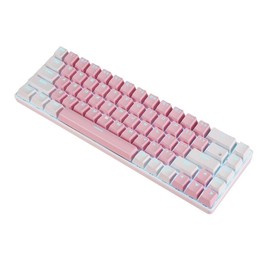 Basaltech Basaltch 60% Sized 68-Keys  Mechanical Gaming Keyboard with Wireless Dual-Mode Bluetooth 5.0 & 2.4Ghz Receiver Modes and LED Backlit backlit mini - Color: Pink White