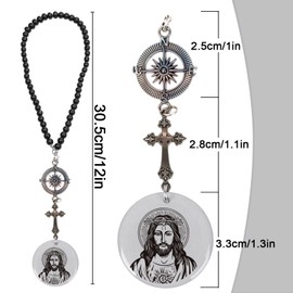 Luvsweets Cross for Car Mirror Hanging - NFC Bible Verse Car Rearview Hanging Cross Ornament with Jesus Charm, Daily Scripture Accessories, Christian Religious Faith Chrismas Gifts for Women Men