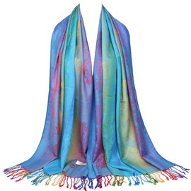 Neelamvar Fashion Colorful flowers Jacquard cotton pashmina Women Wrap Shawl tassels Scarves 75" x 27.5" (THM08-02)