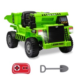 SEHOMY Kids Ride On Dump Truck for, 12V Kids Electric Car with Parent Remote, Dump Bed, Shovel, Spring Suspension, LED Lights, Battery Powered Kids' Electric Construction Vehicles Power Wheels