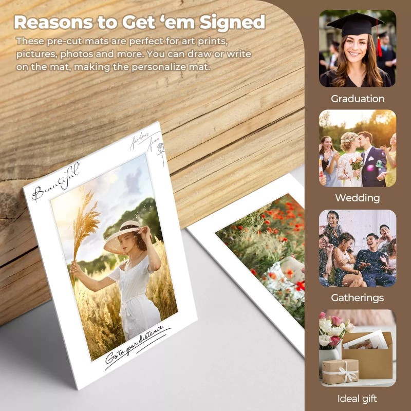 Unbranded 12x12 White Pre-Cut Picture Mats for 8x8 Photos Prints