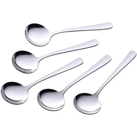 Shimomura Kihan Tsubame Sanjo 40249 Tsubame Soup Spoon, Set of 5, Stainless Steel, Easy Scoop, Made in Japan