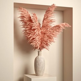 Opps Dried Pampas Grass Decor, 10PCS Boho Flowers Artificial for Decoration, 46'' Tall Fluffy Pampas Grass for Floor Vase (Orange)