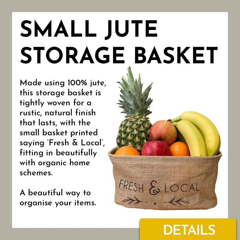 Jute Fruit & Vegetable Storage Baskets - 1 x Small