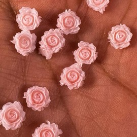 Resin Flatback 8mm Roses - 100pcs Set, Multiple Colors Available for DIY Projects or beadable pens or crafts:_100pcs light pink