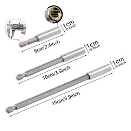 Kioiner 3 Pcs Magnetic Drill Bit Extension, 1/4 Inch Hex Shank Quick Release Drill Bit Extension Holder, 6cm/10cm/15cm Screwdriver Bit Holder for Screws Nuts Drill Cordless Screwdriver Handheld Driver
