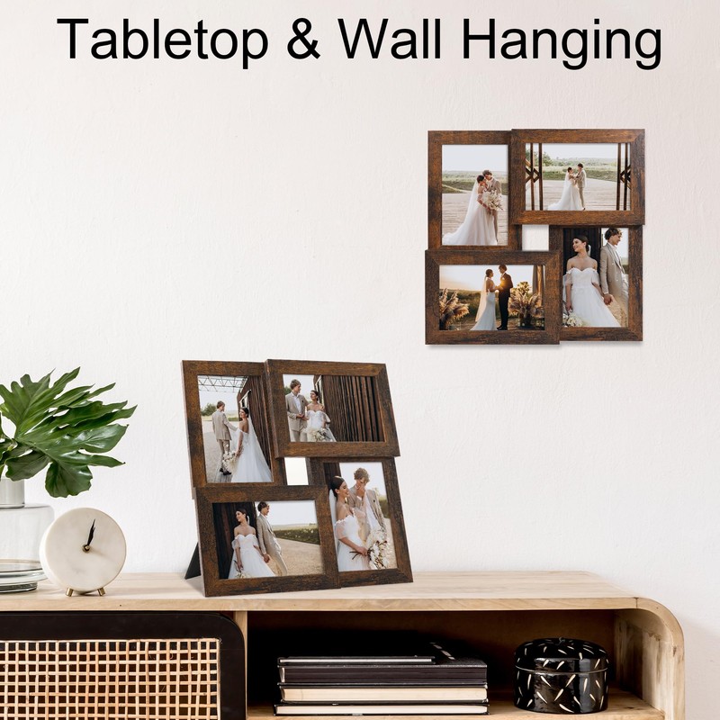 SZYUU 4x6 Collage Picture Frame,4 Photo Frame with Real Glass,Family