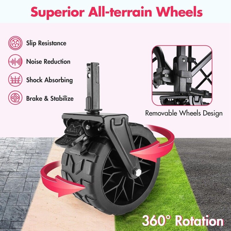 VILLEY Extended Collapsible Foldable Wagon with 330LBS Weight Capacit Drink