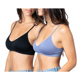 Blue 55 Bralette - brasier acolchado inalámbrico para mujer, sexy, con cuello en V profundo, Periwinkle, Small-Medium