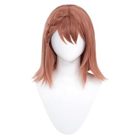 TO KU TOO YUO Game Cosplay Wig PJSK Brownish Orange Hair Wig Shoulder Length Wig with Bangs Heat Resistant Synthetic Hair Wigs 42 CM