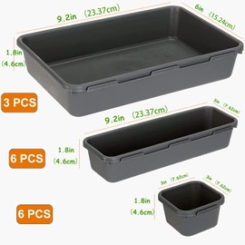 Kutesna 15 PCS Interlocking Desk Drawer Organizer Separator for Office,Bathroom,Kitchen,Makeup（Black）