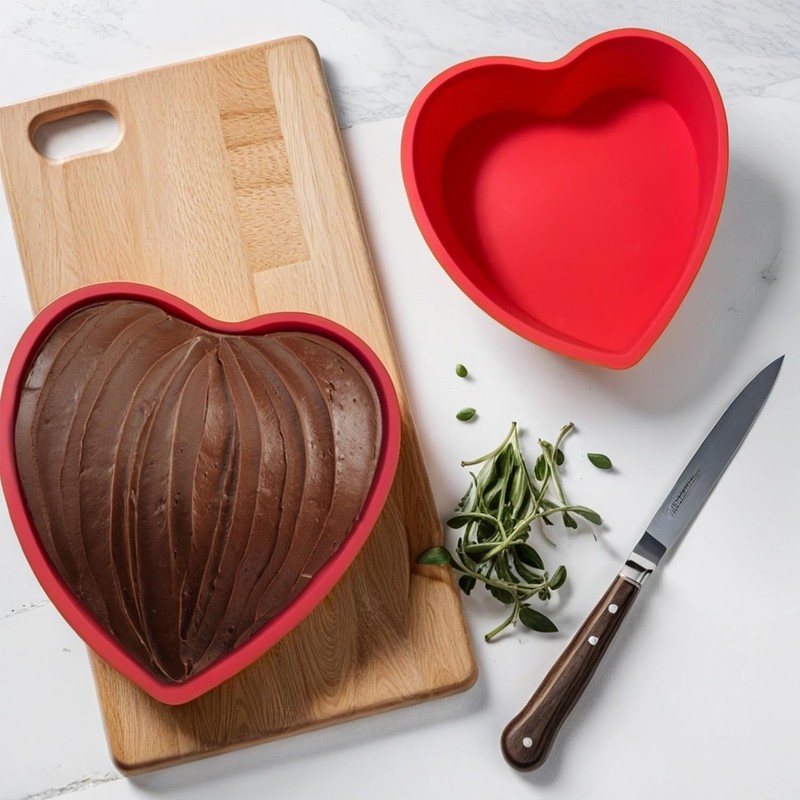Heart Shaped Cake Pans, 3pcs 6 Inch Silicone Cake Pan
