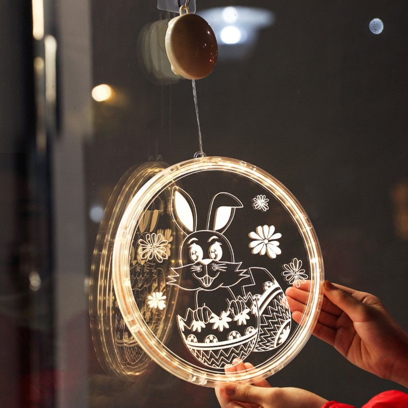 Easter LED Lights with Suction Cups Window Hanging Decoration Lights