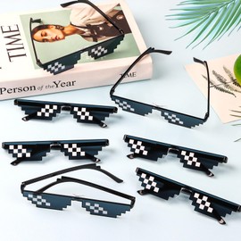 KIMOBER 10 Pack Thug Life Sunglasses,Black 8 Bits Pixelated Mosaic Gamer Thuglife Glasses for Men Women Kids Photo Props Party Favors