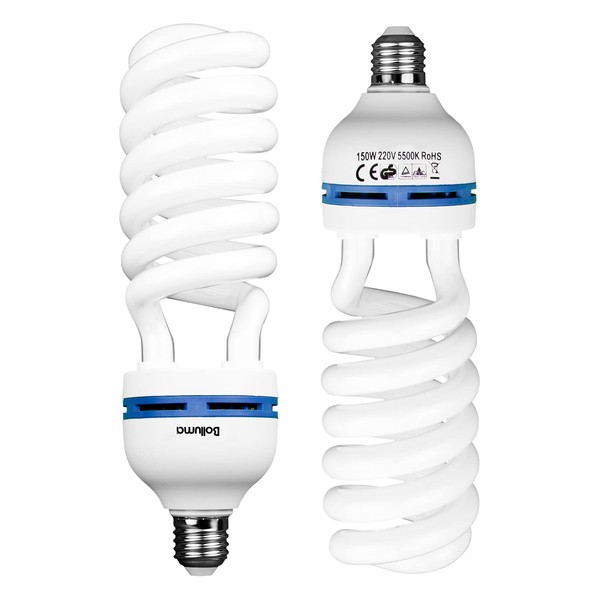 2x Photography Daylight White E27 Lighting Lamp Bulbs 55W =