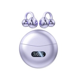 AI Language Translation Earbuds, AI Translation Earbuds Real Time, 144 Languages Translator Earbuds Open Ear Clip-On Design, Bluetooth AI Headphones for Business Travel Learning (Purple)