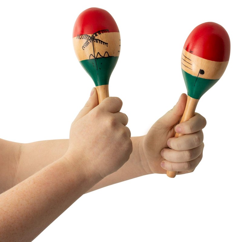 Tiger MAR56-NT Natural Hand Painted Wooden Maracas