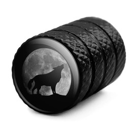 Graphics and More Wolf Howling Moon Silhouette Tire Rim Wheel Aluminum Valve Stem Caps