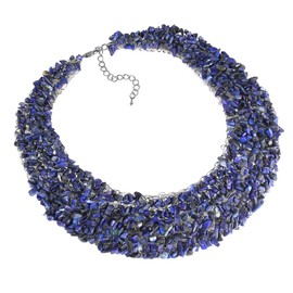 AeraVida Genuine Simulated Blue Lapis-Lazuli Bead Wire Works Collar Necklace