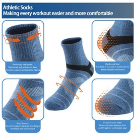 GoGou Mens Trainer Socks 5 Pairs Cushioned Running Socks Comfortable Athletic Sock for Walking, Hiking, Running, Cycling