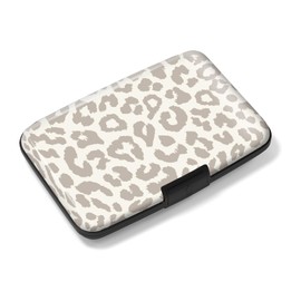 Credit Card Holder, Mini RFID Aluminum Wallet, Cute Slim Business Hard Card Case, Universal Metal Card Wallet for Women Men, Cute Grey Leopard