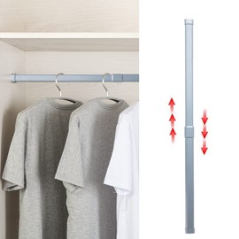 24 to 39 Inch Adjustable Closet Rod, Oval Closet Rod Wall Mounted Hanging Rod for Closet, Premium Aluminum Alloy Closet Pole Grey Closet Bar with Socket Set for Wardrobes, No Rust, With End Supports…