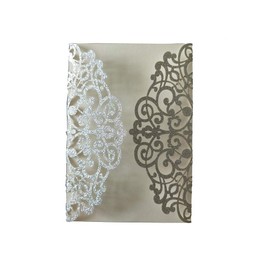 wishforyou 100pcs Gold Silver Glitter Laser Cut Invitations Card Covers Lace Hollow Greeting Cards Invites Party Invitation covers (Silver)