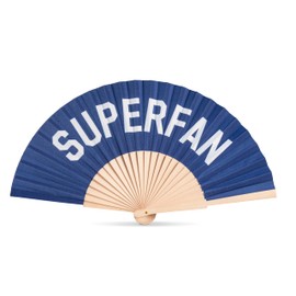Abbott Collection Superfan Folding Hand Fan - Wood/Cotton, Navy Blue (16" W)