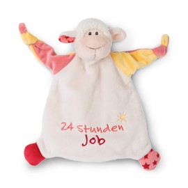 NICI 47130 Lamb 24 Hours Job 25 x 25 cm from 0+ Months - Cuddly Blanket for Babies & Toddlers - Baby Cuddly Toy / Cuddle Blanket - Comfort Blanket for Girls and Boys, Printed