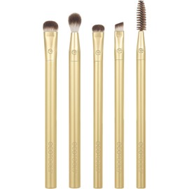 ECOTOOLS, Precious Metals Brightening Eye Brush Set, Kit de Brochas para Ojos, de Metal, 4 Brochas + Cepillo de Cejas