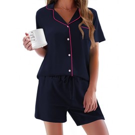 Ekouaer Women's Plus Size Sleepwear Dress Cotton Chemise with Spaghetti Strap, Dark-blue, XS=US 3XS