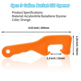 Bivethoi 6pcs 5 Gallon Bucket Lid Opener Wrench, Plastic Bucket Opener Tool Pail Lid Lifter Can Opener, Can Lid Remover Tool Pail Lid Opener for 5 Gallon Bucket Paint Can (Orange)
