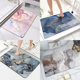 [1+1] Easy-to-clean marble pattern diatomaceous earth floor mat, 4 colors, blue + navy / [1+1] 간편세척 대리석패턴 규조토 발매트 컬러4종, 블루+네이비